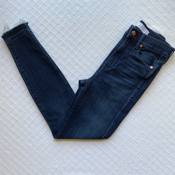 AYR The Riser High Rise Skinny Jeans Dark Wash Raw Hem Women’s W26 L28 LA Made - Picture 7 of 14